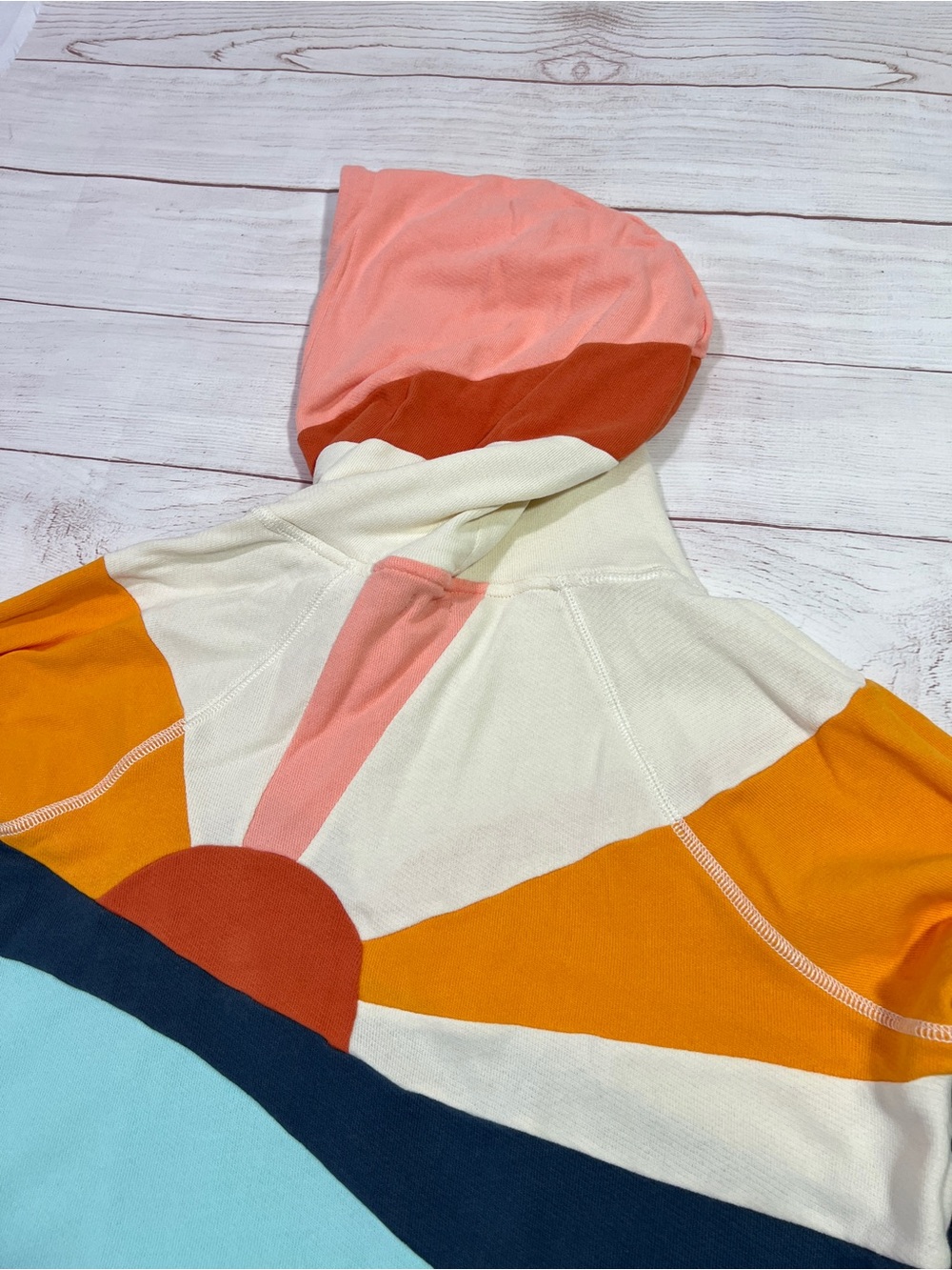 Faherty Soleil Sweatshirt - Medium - multicolor rainbow french terry hoodie - Picture 6 of 14